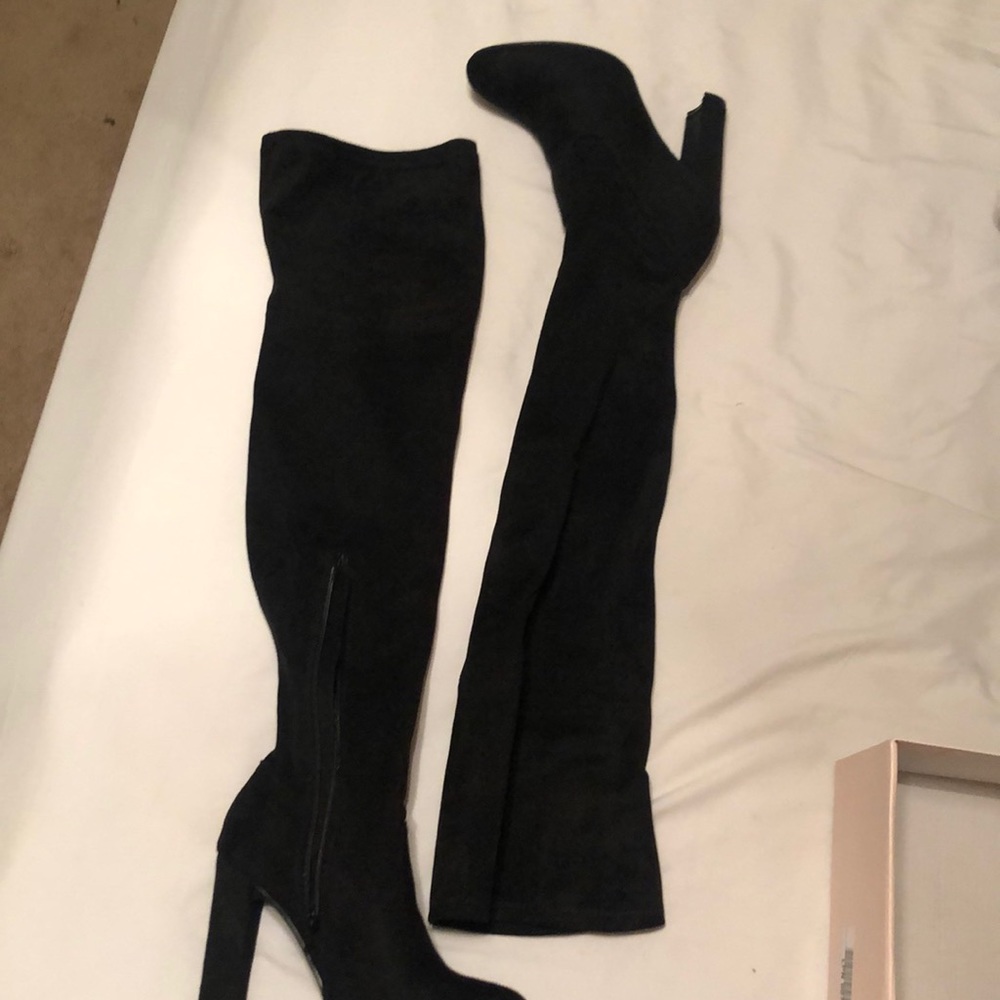 thigh high black boots
